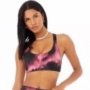 All yoga Pink and Black Tie-Dye Sports Bra